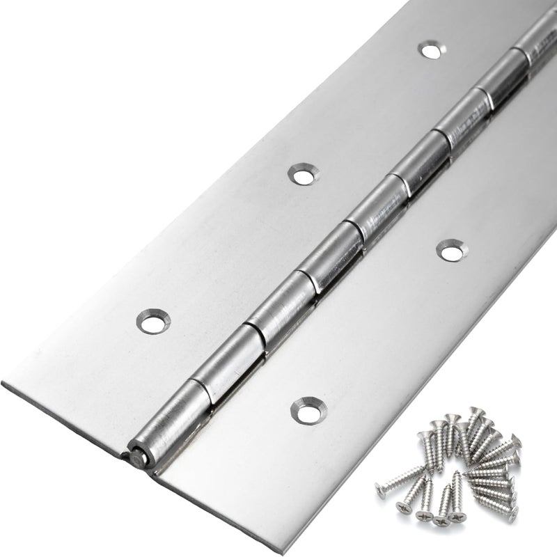 FVSEC Heavy Duty Piano Hinge 24 Inch x 3 Inch Width, True 0.060'' Thick Stainless Steel Piano Hinge for Heavy Duty Cabinet, Door, Toolbox, Wooden Box, Metal Plate, Furniture, Industrial Project - Image 1